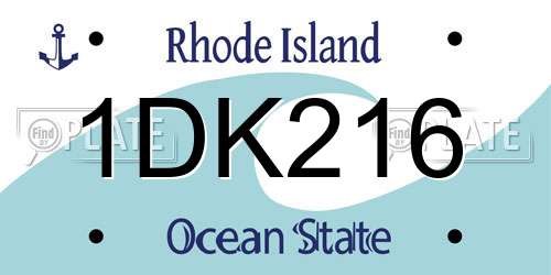 1DK216 Rhode Island License Plate