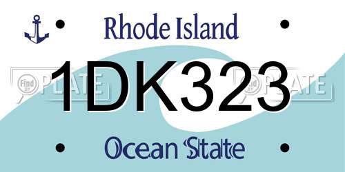 1DK323 Rhode Island License Plate