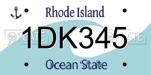 1DK345 Rhode Island License Plate