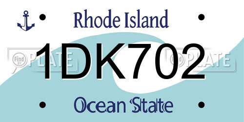 1DK702 Rhode Island License Plate