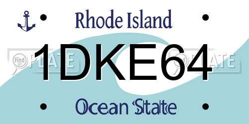 1DKE64 Rhode Island License Plate