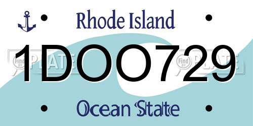 1DOO729 Rhode Island License Plate