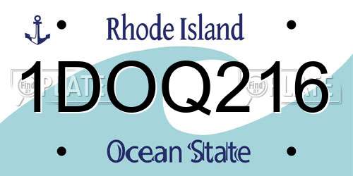 1DOQ216 Rhode Island License Plate
