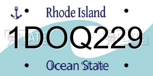 1DOQ229 Rhode Island License Plate