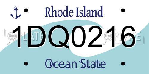 1DQ0216 Rhode Island License Plate