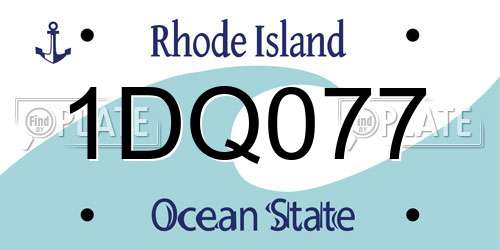 1DQ077 Rhode Island License Plate