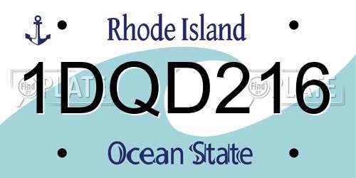 1DQD216 Rhode Island License Plate