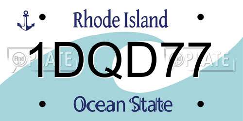 1DQD77 Rhode Island License Plate