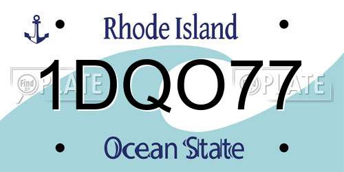 1DQO77 Rhode Island License Plate