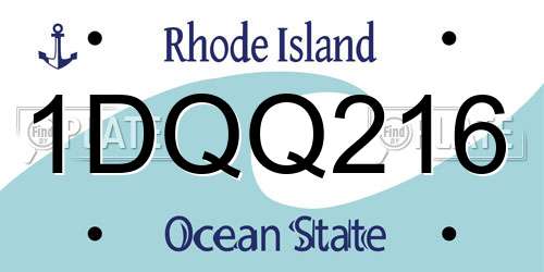 1DQQ216 Rhode Island License Plate