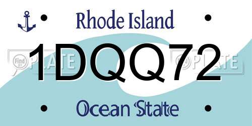 1DQQ72 Rhode Island License Plate