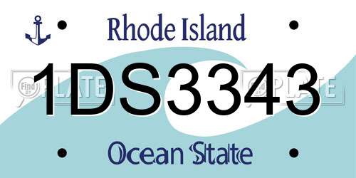 1DS3343 Rhode Island License Plate