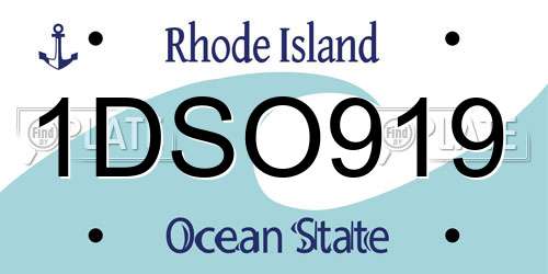 1DSO919 Rhode Island License Plate