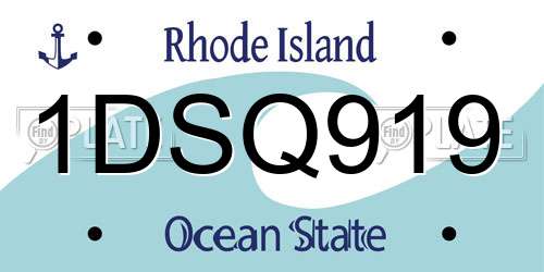 1DSQ919 Rhode Island License Plate