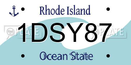 1DSY87 Rhode Island License Plate