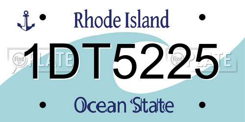 1DT5225 Rhode Island License Plate