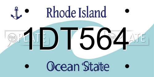 1DT564 Rhode Island License Plate
