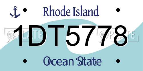1DT5778 Rhode Island License Plate