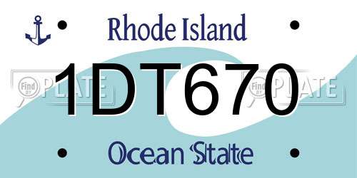 1DT670 Rhode Island License Plate