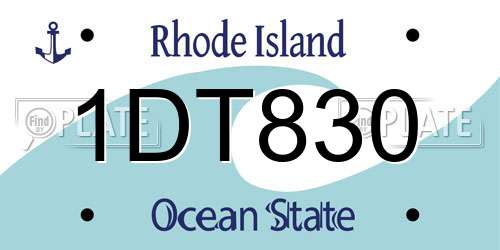 1DT830 Rhode Island License Plate