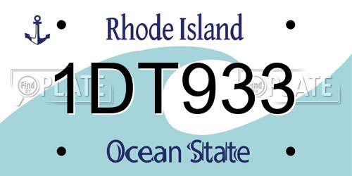 1DT933 Rhode Island License Plate