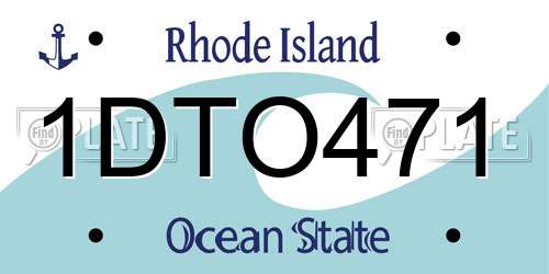1DTO471 Rhode Island License Plate