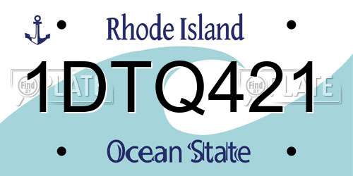 1DTQ421 Rhode Island License Plate