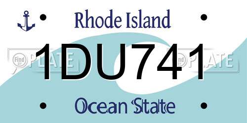 1DU741 Rhode Island License Plate