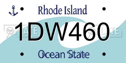 1DW460 Rhode Island License Plate