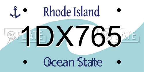 1DX765 Rhode Island License Plate