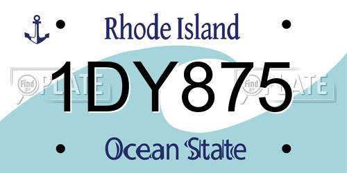 1DY875 Rhode Island License Plate