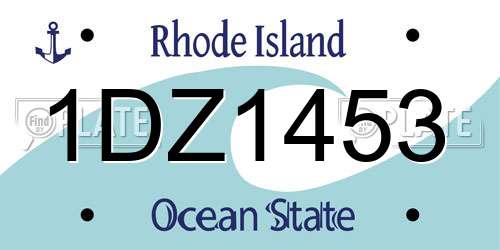 1DZ1453 Rhode Island License Plate