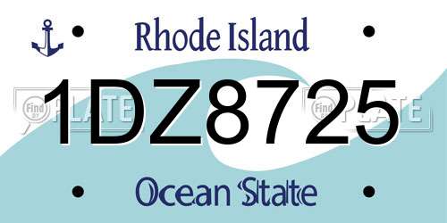 1DZ8725 Rhode Island License Plate