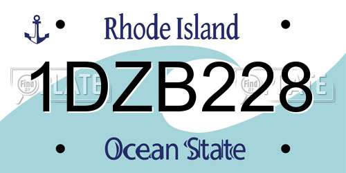 1DZB228 Rhode Island License Plate