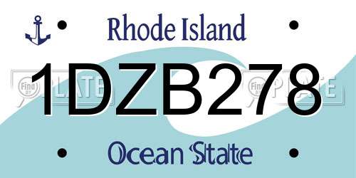 1DZB278 Rhode Island License Plate