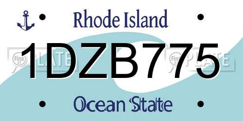 1DZB775 Rhode Island License Plate