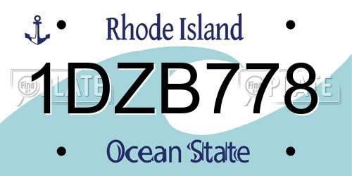 1DZB778 Rhode Island License Plate