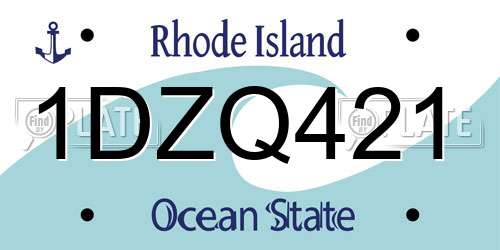 1DZQ421 Rhode Island License Plate