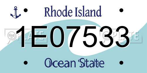 1E07533 Rhode Island License Plate