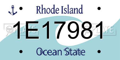 1E17981 Rhode Island License Plate
