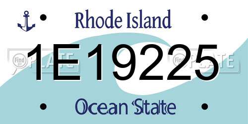 1E19225 Rhode Island License Plate