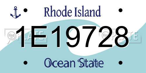 1E19728 Rhode Island License Plate