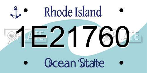 1E21760 Rhode Island License Plate