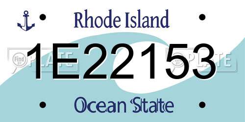 1E22153 Rhode Island License Plate