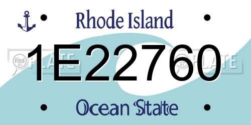 1E22760 Rhode Island License Plate