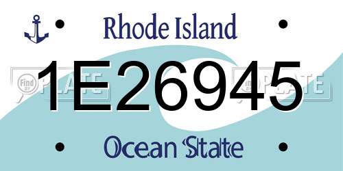 1E26945 Rhode Island License Plate