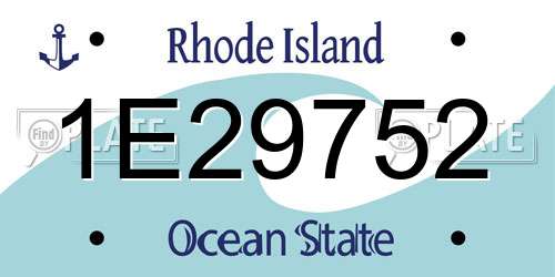 1E29752 Rhode Island License Plate