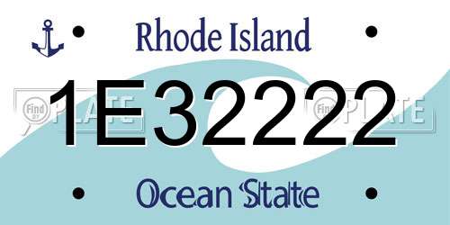 1E32222 Rhode Island License Plate