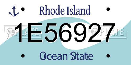 1E56927 Rhode Island License Plate