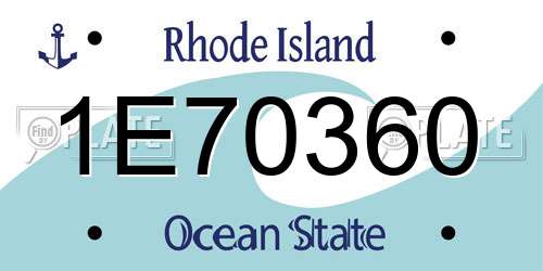 1E70360 Rhode Island License Plate
